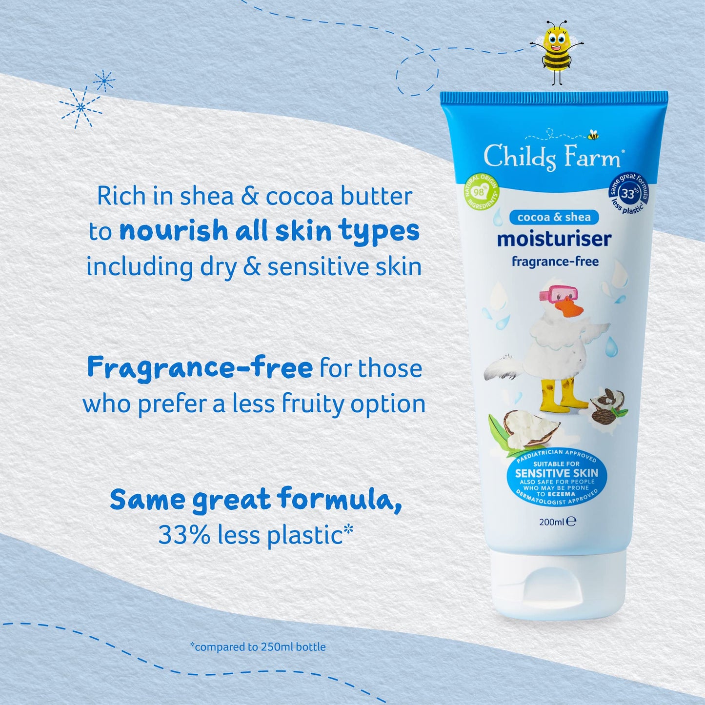 Childs Farm | Kids Moisturiser 200ml, Unfragranced, Soothes and Hydrates, Suitable for Dry, Sensitive and Eczema-Prone Skin