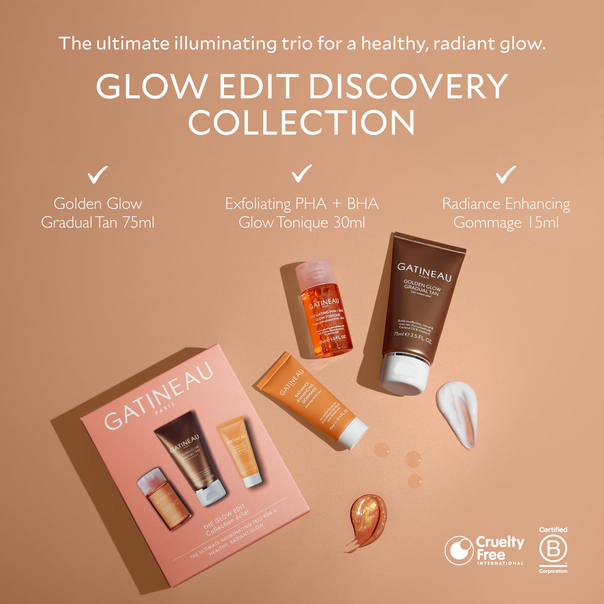 Gatineau - The Glow Edit Discovery Collection - Gradual Tan, Glow Tonique + Enzyme Exfoliating Gommage, Travel or Trial Gift Set