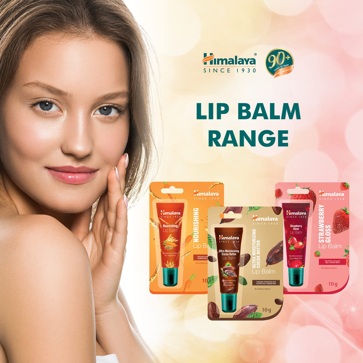 Himalaya Lip Balm Strawberry Gloss Tube Glossy Shine for Delicate Tint 10g, red