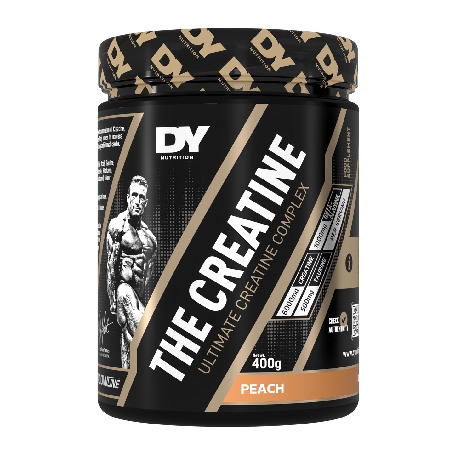 DY Nutrition The Creatine Complex 400g - High Performance Creatine Monohydrate Powder with Beta Alanine, Taurine + B Vitamins for Muscle Endurance, Pump & Recovery x40 Servings (Peach Flavoured)