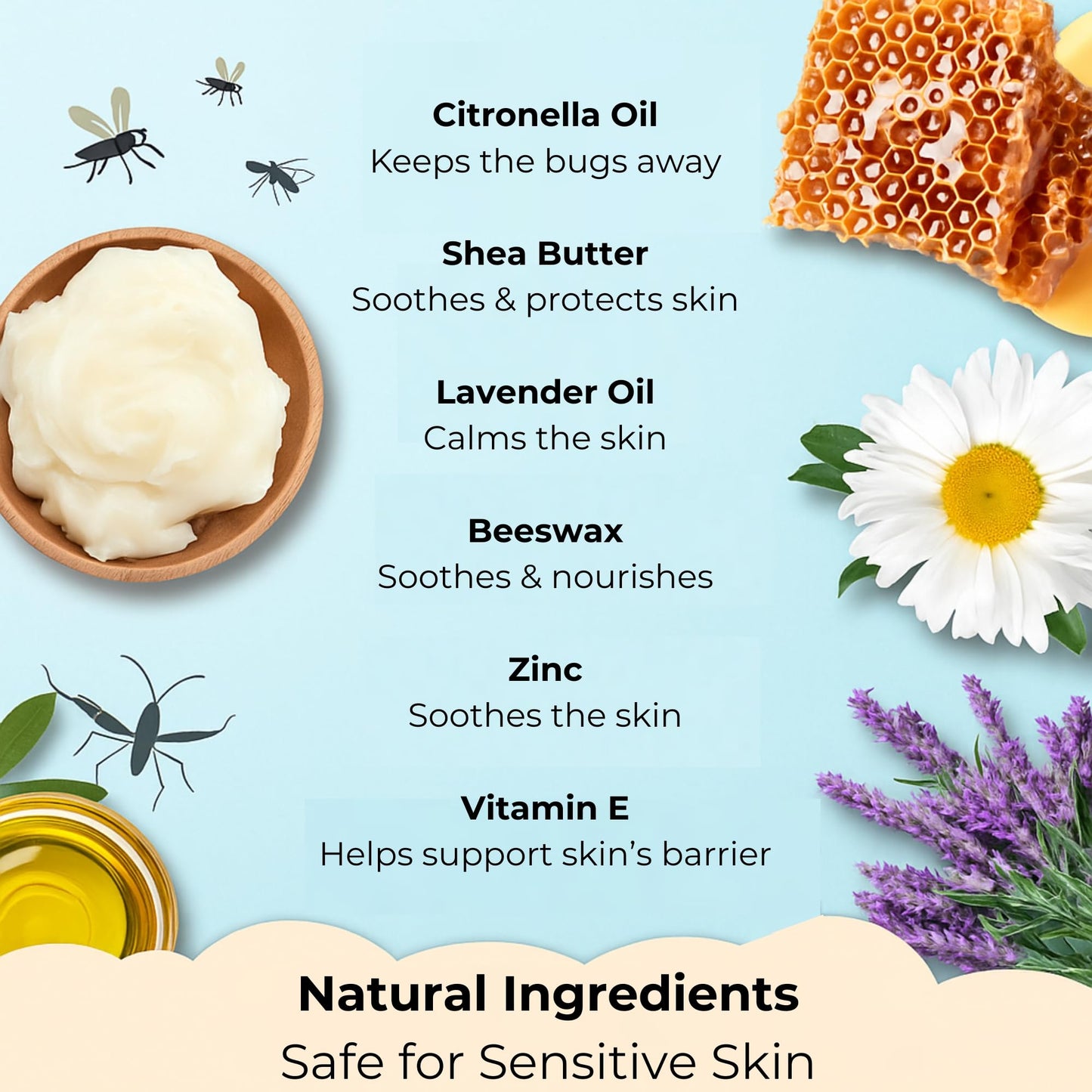 NaturallyMum NATURALLY MUM – Bug Cream for Kids & Babies [NATURAL & SAFE] – Skin Soothing Cream with Zinc - For Outdoors – Made in UK