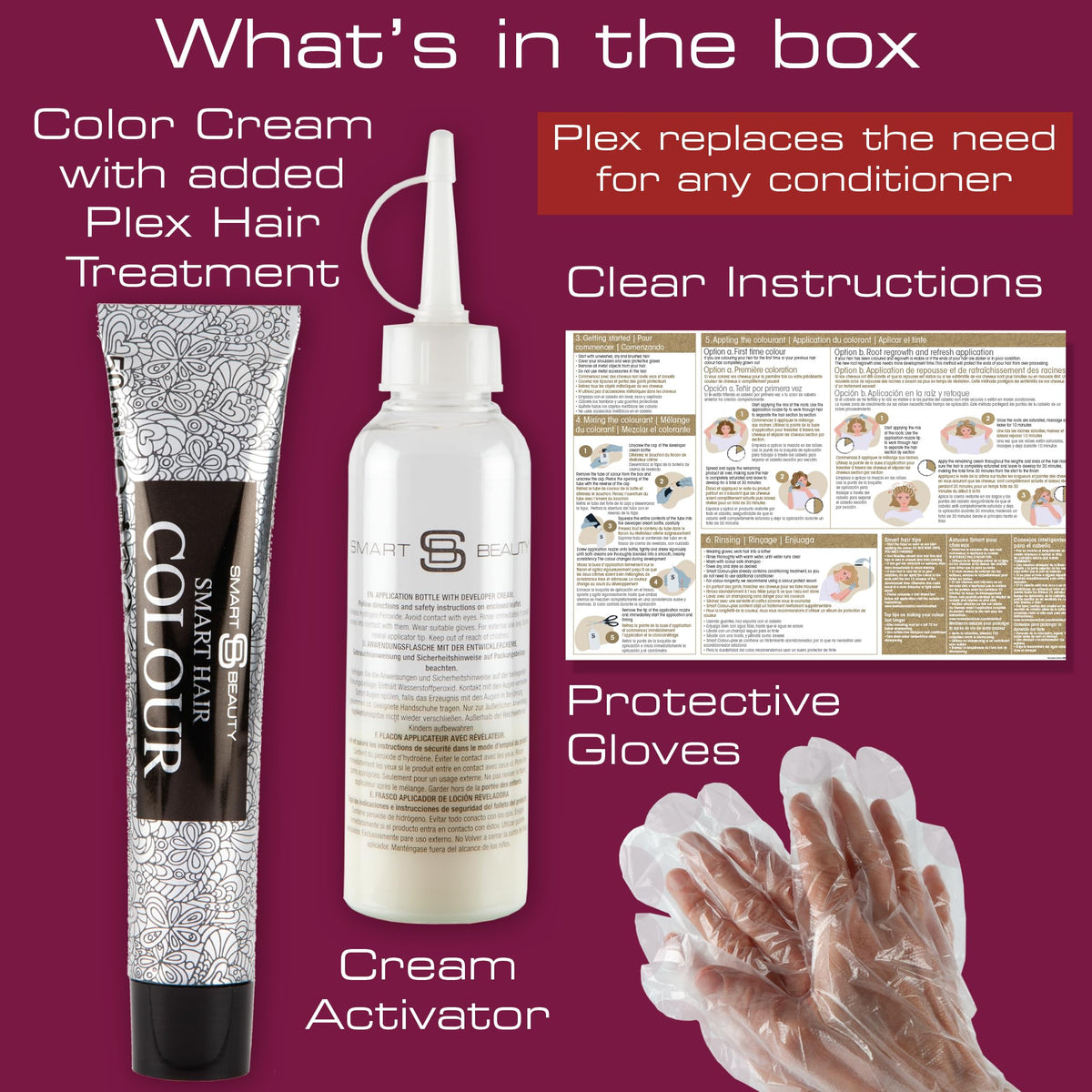 Rich Plum Hair Dye Permanent with Anti-Breakage Plex Hair Care, Vegan Hair Dye & Cruelty-Free, PPD Free Hair dye, 100% Grey Coverage, Warm Plum Hair Colour, for All Hair Types by Smart Beauty