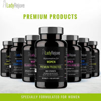 LadyRejuve Premium Probiotics | 180 Vegan Tablets (3 Month Supply) | 10 Billion CFU - Specially Formulated Probiotics for Women | Gut Health Supplements | Provides Constipation Relief for Adults
