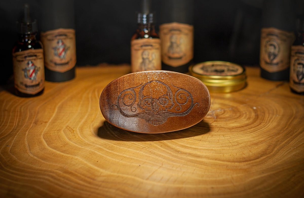 THE VINTAGE GROOMING CO. Beard Brush For Men | Military Style Oval Wooden Death Grip Brush For Grooming Mustaches Beards & Hair