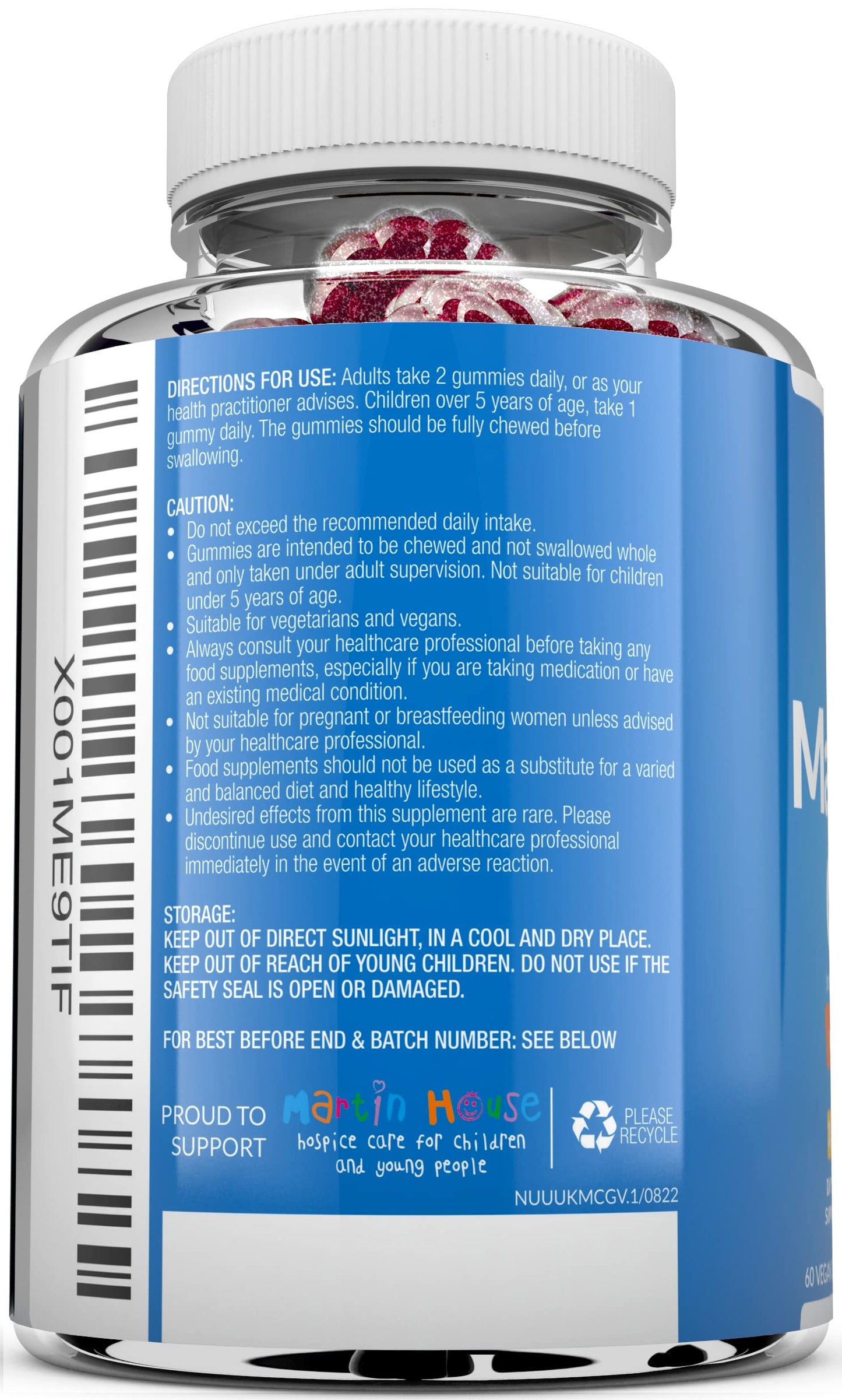 Nu U Nutrition Magnesium Gummies 1060mg for Adults and Kids (5+) - 60 Vegan Gummies - Berry Flavour - Providing 150mg of Elemental Magnesium & 80mg of Vitamin C - Magnesium Citrate Supplement