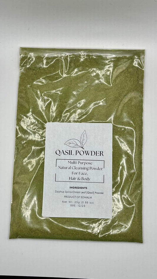25 g Qasil Powder Somalia Face Masks Beauty Secret for Skincare, Body, Hair,Scalp & Face Acne Clay Mask made from Organic Gob Tree Green Leaf (Ziziphus Jujube) Made in Somalia