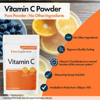 YourSupplements Vitamin C Powder 200g - Ascorbic Acid | 100% Pure British Pharmaceutical Grade | Non-GMO | Scoop Included