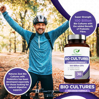 Bio Cultures Complex Probiotics 100 Billion CFU with Prebiotics – Lactobacillus Plantarum & Saccharomyces Boulardii Probiotic - 30 Vegan Capsules – Probiotics for Women & Men – Packaging May Vary