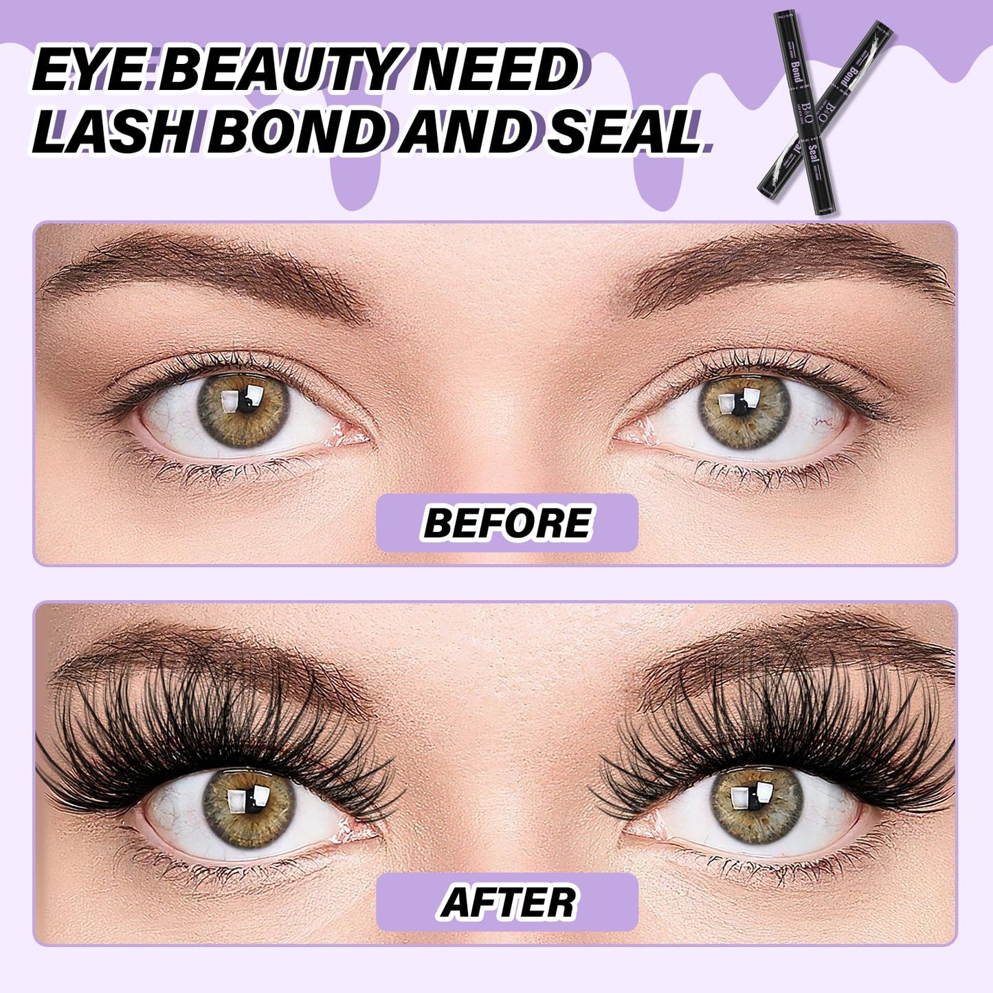 B&Qaugen Lash Bond and Seal Waterproof 10ML Eyelash Bond and Seal Lash Glue for Lash Clusters Black Lash Glue and Bond Super Strong Lash Extension Bond and Seal Long Lasting Bond and Lock 72 Hours(NewST-HEI)