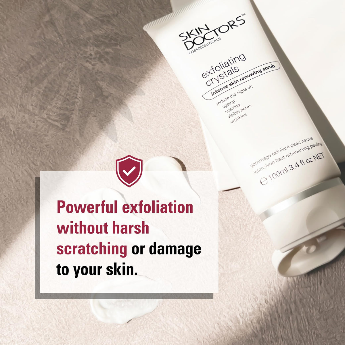 Skin Doctors SKIN DOCTORS Exfoliating Crystals Face & Body Scrub – Microbead Free Cream Exfoliator with Tea Tree Oil for Acne, Blemishes & Smooth Radiant Skin – 100ml