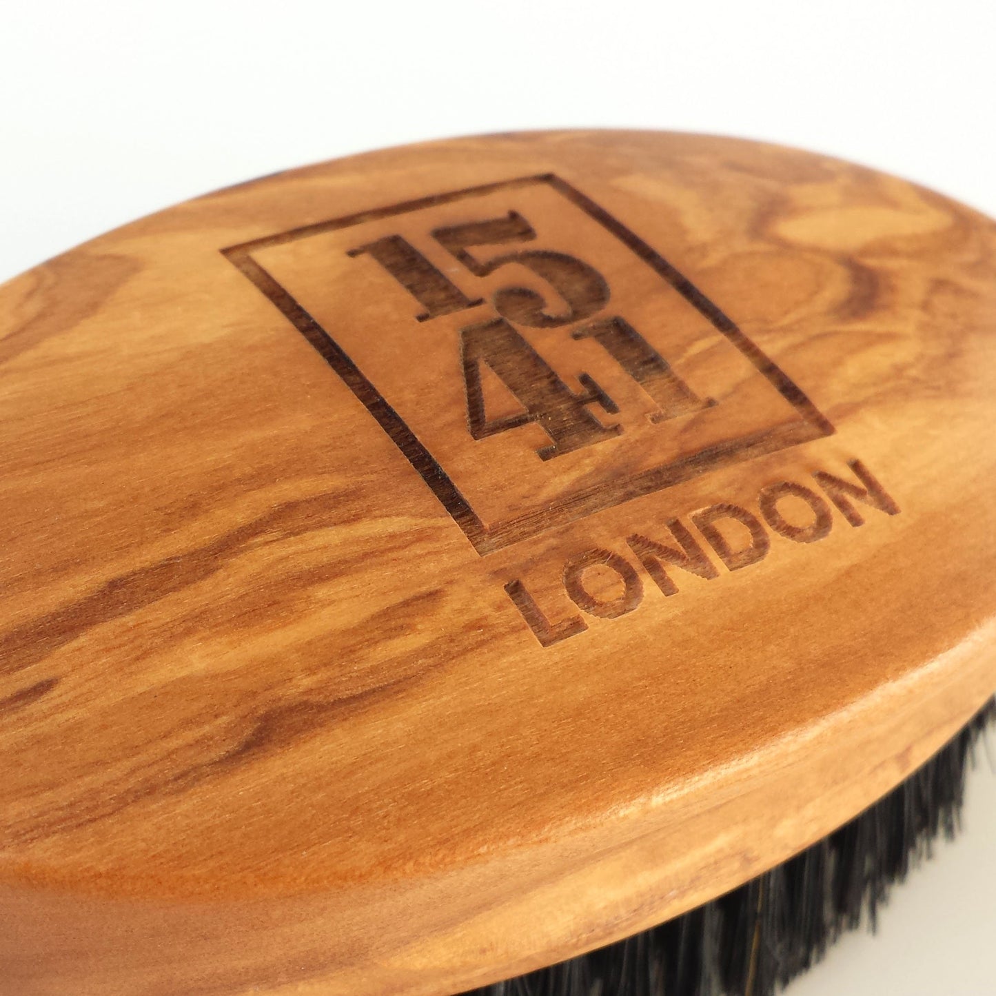 1541 London Military Hair Brush (Olive Wood) with Pure Black Bristle