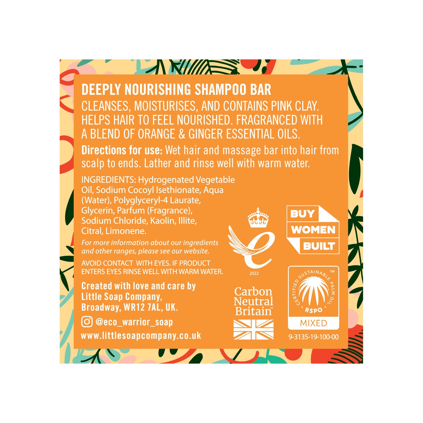 Little Soap Company Eco Warrior Deeply Nourishing Mini Shampoo Bar, Vegan Travel Size, 50g