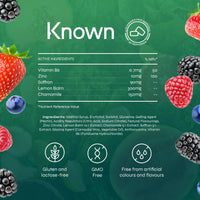 Known Tasty Sleep Better Gummies - Sugar-Free - Saffron, Lemon Balm, Chamomile & B6 - Natural Mixed Berry Flavour - 60 Vegan Gummies, 2 Months Supply