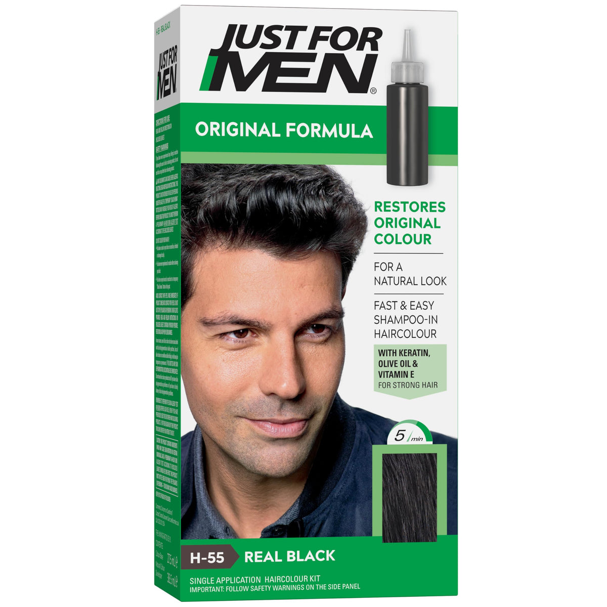 Just For Men Just for men Original Formula Real Black Hair Dye, Restores Original Colour for a Natural Look H55