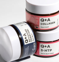 Q+A Collagen Face Cream. A vegetarian, seaweed derived Collagen cream for ageing skin, anti ageing with natural seaweed derived Collagen, and Shea Butter for Ultimate Hydration. 50g/1.8oz