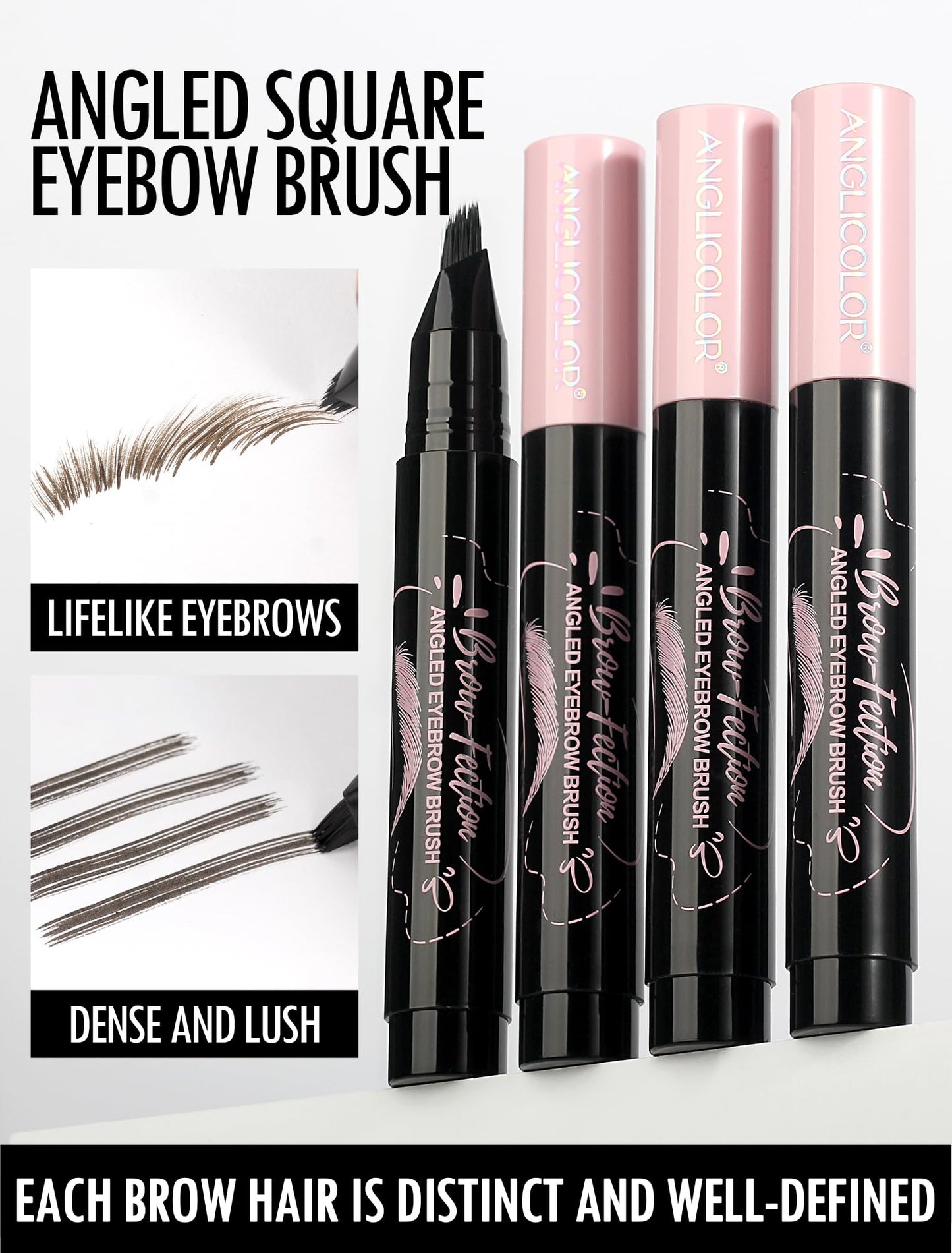 Anglicolor Microblading Eyebrow Pen Natural,Eyebrow Pen Easy to Use, Eyebrow Brush Quick Drying,Hair-Like Strokes, 24hrs Long-Lasting,Waterproof,Smudge-Proof,Multiple Uses (05black)