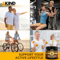 5KIND CLINICAL SKINCARE 5kind Bee Venom Cream UK Maximum Strength 100ml - Bee Venom Comprehensive Cream - Naturally Massage Joints & Muscles, Lower Back, Knee, Neck, Shoulder, Hip & Feet - Responsibly Sourced