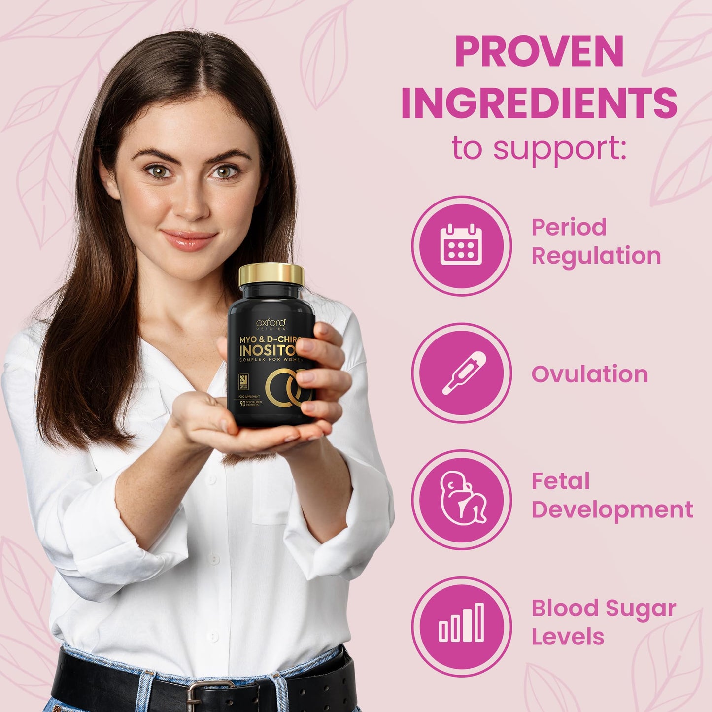 Myo-Inositol PCOS Supplement for Women | Inositol Tablets with Myo & D-Chiro Inositol and Folic Acid | 90 High Strength Capsules | Menopause Supplements | Pregnancy Vitamins for Women Made in The UK