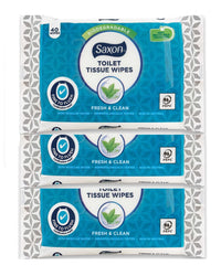 Toilet Tissue Wipes Biodegradable, Normal/Sensitive, Fresh and Clean with Micellar Water - Fine To Flush (3 Pack - 120 Wipes) (Normal)