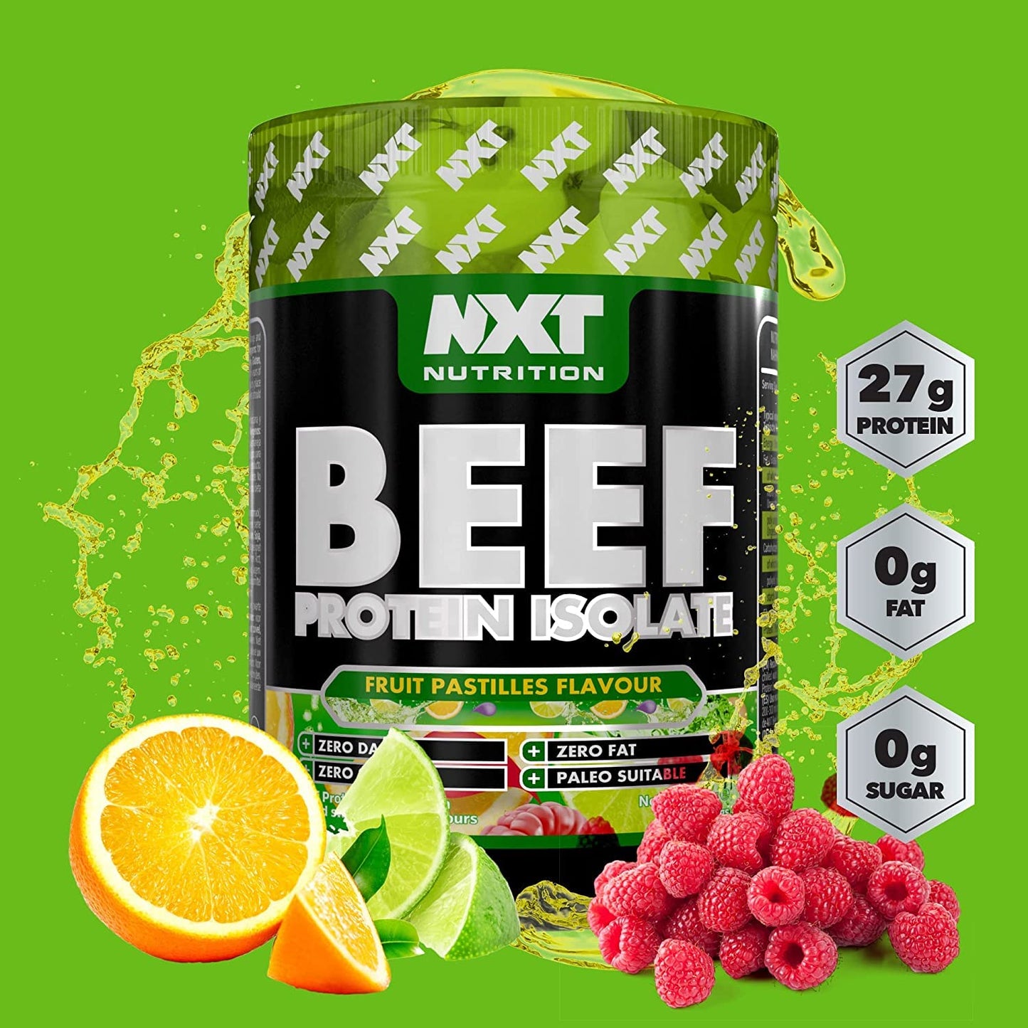 NXT Nutrition NXT Beef Protein Isolate 540g - High Protein Powder in Natural Amino Acids - Paleo, Keto Friendly - Dairy and Gluten Free | 540g (Fruit Pastilles)