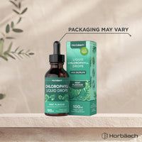 Horbäach Liquid Chlorophyll Drops for Water Extracted from Alfalfa | 100ml - 3+ Months Supply | 100 Servings | Mint Flavour | Vegan Liquid Food Supplement | by Horbaach
