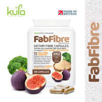 Kula Nutrition FabFibre - Psyllium Husk Complex - Dietary Fibre Supplement - 11 High Fiber Insoluble and Soluble Foods - Rhubarb, Broccoli, Flaxseed, Apple Pectin - Normal Bowel Function Support - 100 Vegan Capsules
