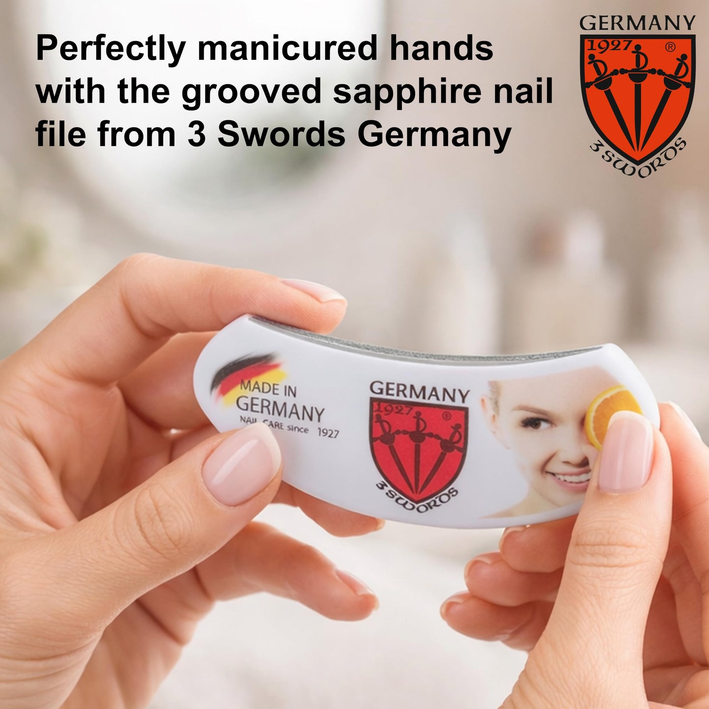3 Swords Germany Brand Quality Round Sapphire Pocket Nail File, Carry-on Luggage - Made in Germany