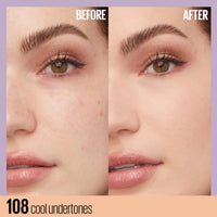 Maybelline New York Super Stay up to 30HR Lumi-Matte Foundation, Medium-Full Coverage, Vegan Formula*, Amino Acids, Niacinamide, Vitamin E, All Day Wear - Shade: 108