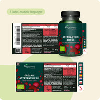 Vegavero Organic Astaxanthin 8 mg | Natural Antioxidant Supplements | Highly Bioavailable | NO Additives, Lab-Tested | 60 Capsules | Vegan