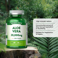 Aloe Vera Tablets 20,000mg | High Strength One-A-Day Formula | Aloe Vera Plant Extract | 60 Tablets | Vegan | Nature's Truth