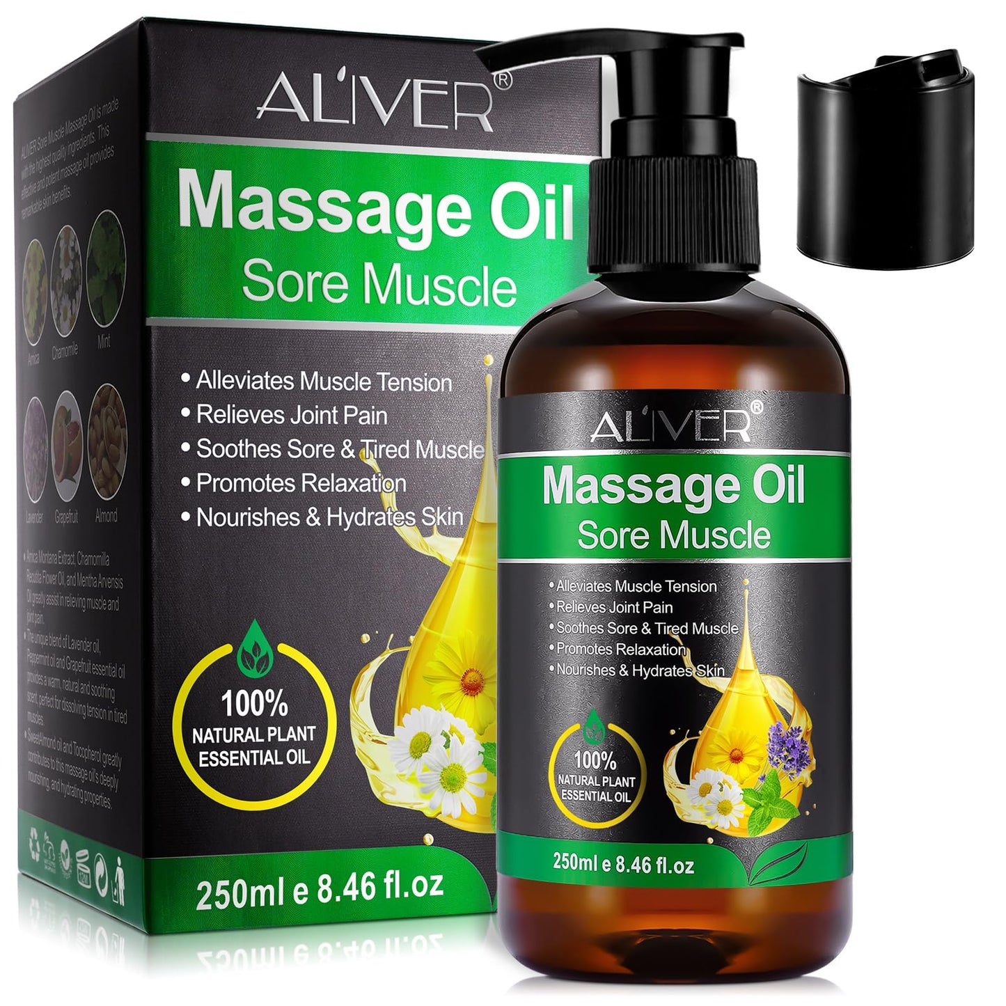 Massage Oils for Massage Therapy 250ML Massage Oil for Muscle Pain Relief, Warming, Relaxing - Sports Massage Oil for Improved Recovery and Deep Tissue Massage