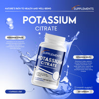 X supplements X Supplements Potassium Citrate Capsules | 600mg Per Serving | 60 Vegan Capsules | 2 Month Supply | High Strength Potassium Supplements for Kidney Health | Muscle & Nerve Function