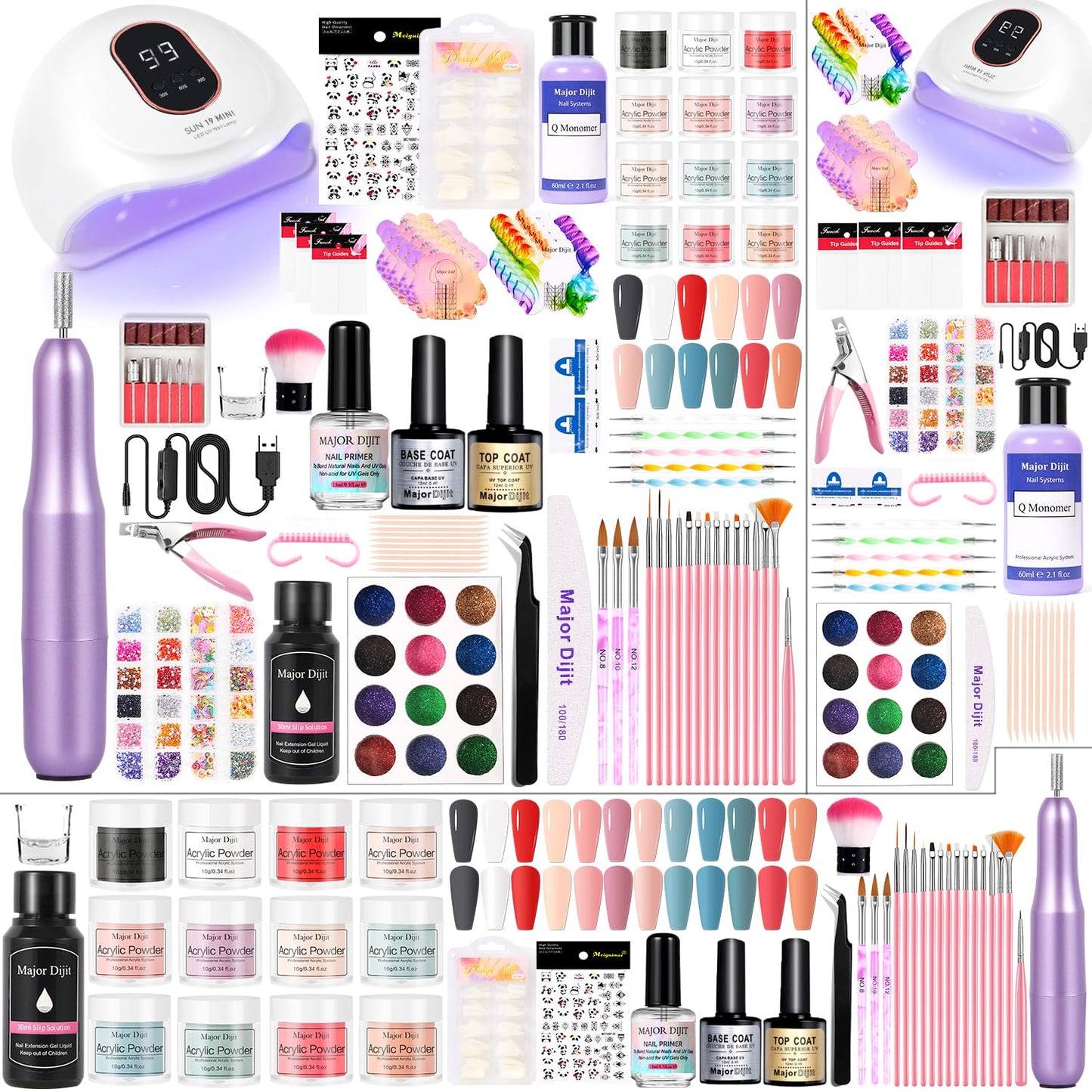 DouborQ Acrylic Nail Kit with Electric Nail Drill U V Nail Lamp Nail Art Tools Starter Set Acrylic Nail Art Supplies for Beginner with Everything (-27)