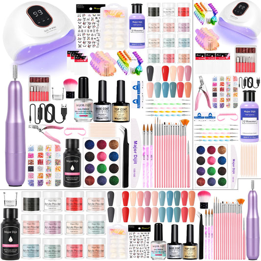 DouborQ Acrylic Nail Kit with Electric Nail Drill U V Nail Lamp Nail Art Tools Starter Set Acrylic Nail Art Supplies for Beginner with Everything (-27)