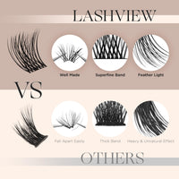 LASHVIEW Lash Clusters 144 Pcs Cluster Lashes DIY Cluster Eyelash Extensions Mega Volume Reusable Individual Lashes Cluster Volume Look Super Thin Band & Soft(Volume,D-10-16mix)