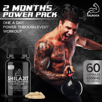 Shilajit 6-in-1 Capsules 4,000mg - Added Ashwagandha, Maca Root, Chaga & Sea Moss. 60 High Strength Muscle Building Capsules (2 Months Supply)