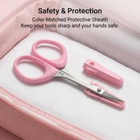 Pafason PAFASON Small High Precision Eyebrow Grooming Scissors Set, Beauty Makeup Cosmetic Tool, Curved, Straight Tip, Stainless Steel, Safety Case for Trimming Eyelash Extensions