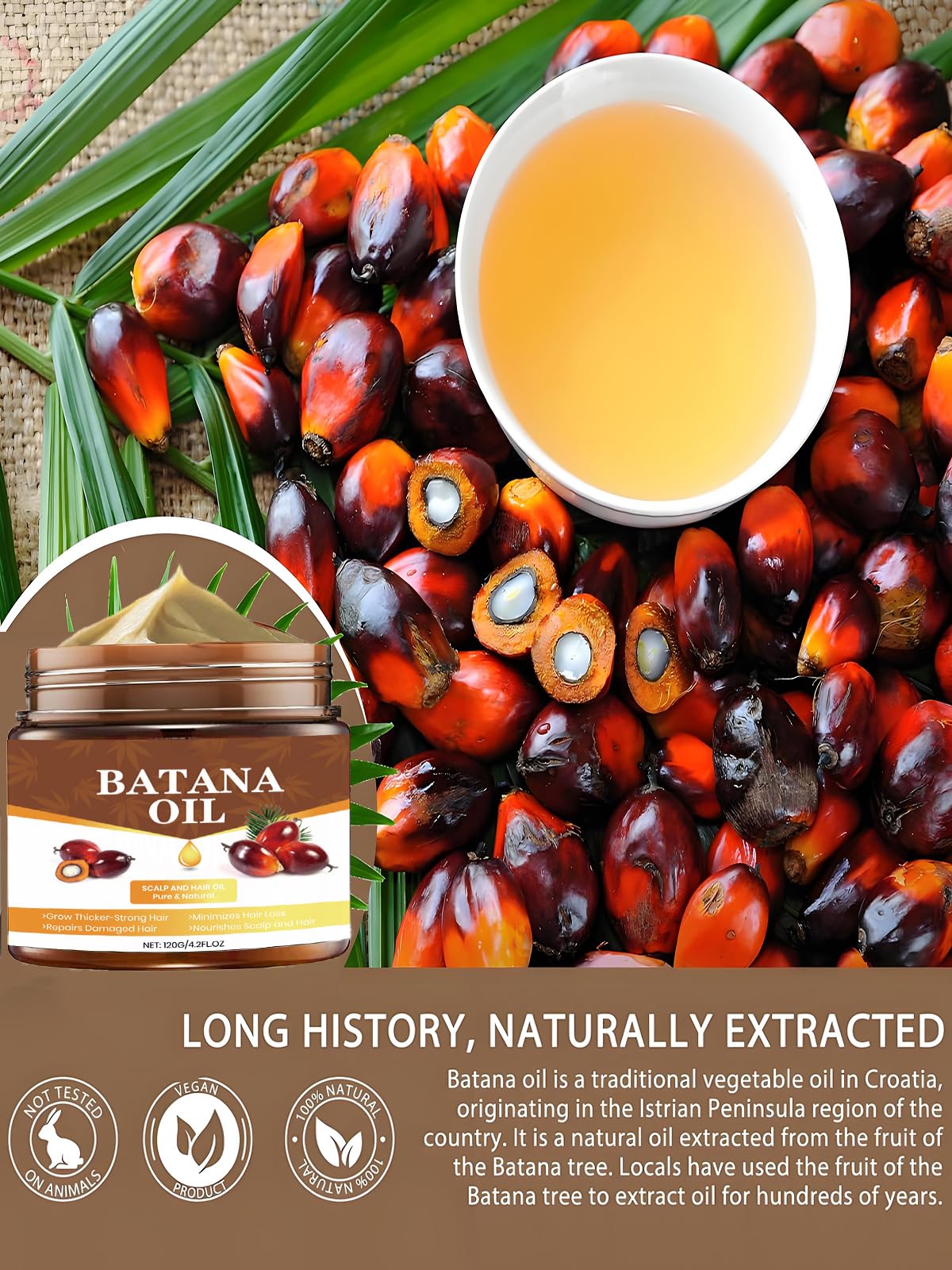 MYSHELL 100% Raw Batana Oil for Hair Growth, Unrefined Dr. Sebi Batana Oil from Honduras, Prevents Hair Loss, Natural and Pure Hair Growth Oil, Hair Treatment for Curly Hair,Enhances Hair Thickness