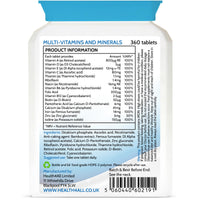 Health4All Multivitamins & Minerals One a Day 360 Easy to Swallow Tablets, 100% RDA