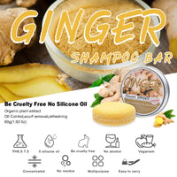 Samkeen Ginger Hair Shampoo Bar, Ginger Shampoo Bar, Ginger Shampoo Soap, Natural Organic Ginger Shampoo Soap for All Hair Types, Moisturize Hair and Control Oil (2pcs Ginger)