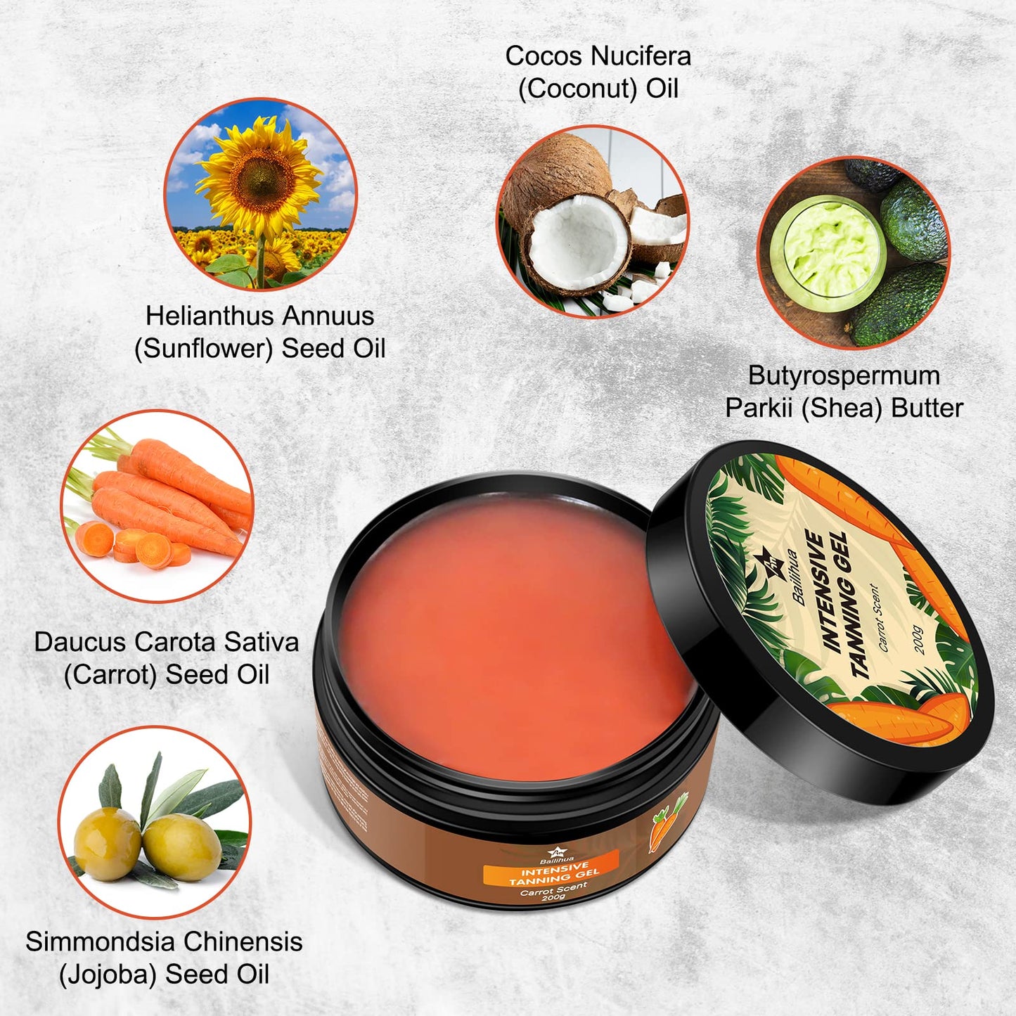 AN BAILIHUA Tanning Accelerator Gel Cream for Sun with Carrot and Coconut Oils