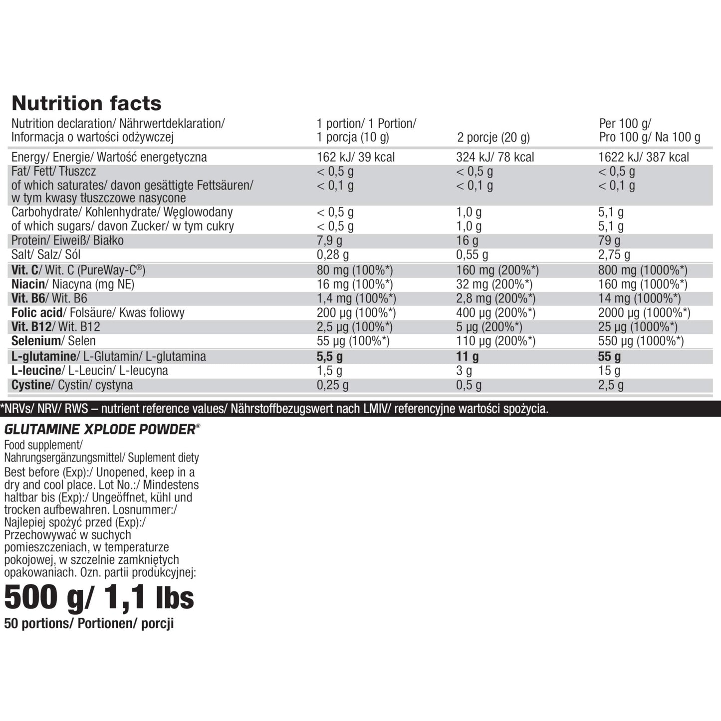 OLIMP SPORT NUTRITION Olimp Sport Nutrition Glutamine Xplode Powder 500g Pineapple Flavour