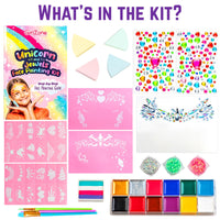 GirlZone Unicorn and Jewels Face Painting Kit, Amazing Face Paints for Children, Gems, Face Paint Brushes, and Face Paint Stencils in 1 Kids Face Paint Set to Create Childrens Face Paints