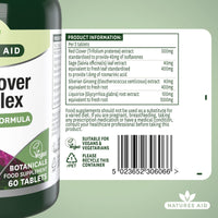 Natures Aid Red Clover Complex – with Isoflavones, Sage, Ginseng & Liquorice – Supports Women’s Health, Hormonal Balance & Menstrual Comfort – Vegan, Gluten-Free, Non-GMO Supplement - 60 Tablets