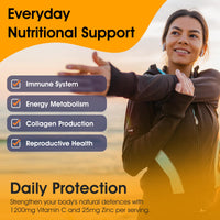 Vitamin C and Zinc | High Strength Vitamin C Capsules | 1200mg VIT C and Zinc 25mg Per 2 Capsule Daily Serving | By Clearwave Health