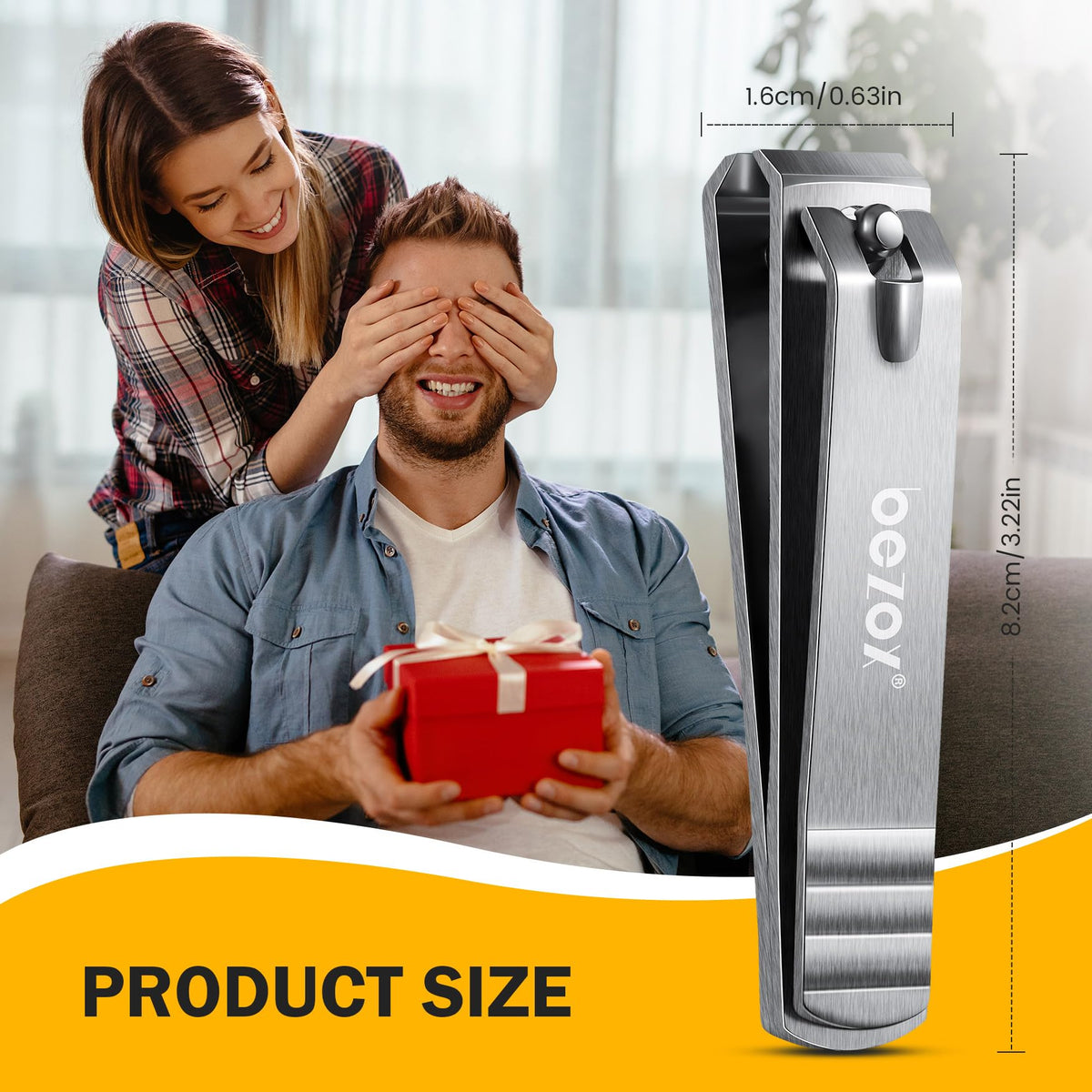 BEZOX Heavy Duty Straight Blade Nail Clippers for Thick Toenails, Professional Stainless Steel Fingernail Toenail Clippers - Ideal for Seniors Toenails Clipper, Precision Nail Grooming Tool