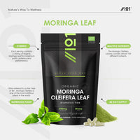 ALPHA01 Organic Moringa 2100mg - 90 Vegan Capsules - Raw Moringa Oleifera Leaf - Rich in Vitamins, Antioxidants & Amino Acid – Resealable and Recyclable Pouch – By Alpha01