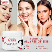 Geisha, Kojic Acid Cream | 1.7 fl oz / 50 ml | Skin Brightening Cream, Freckle Removal for Face, Knees, Body, Armpits, Neck, Underarm, Intimate Parts