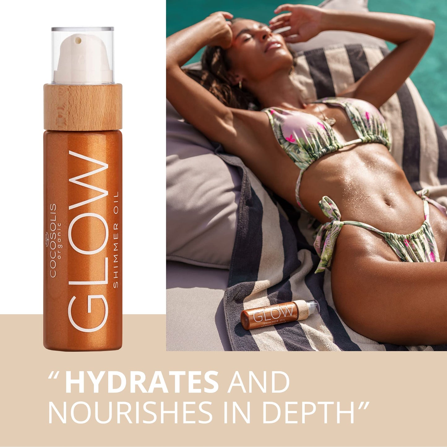 COCOSOLIS Glow Shimmer Oil | Illuminizing Natural Dry Oil With Shiny Particles | Leaves The Skin Glowing & Enhances a Golden Tan | Gives a Luxurious Feel to Your Skin | 110ml