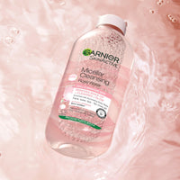 Garnier Micellar Rose Water For Dull Skin 400 ml, Glow Boosting Face Cleanser and Makeup Remover, Recognised By The British Skin Foundation, Use With Reusable Micellar Eco Pads
